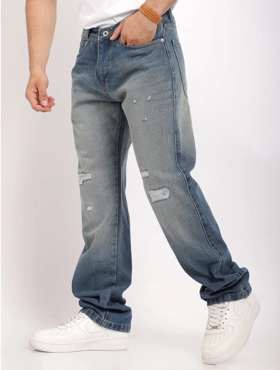 Korean Tint Blue Rough Denim Jeans