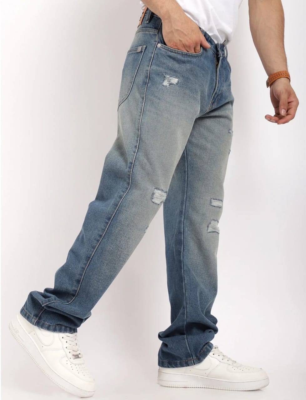 Korean Tint Blue Rough Denim Jeans