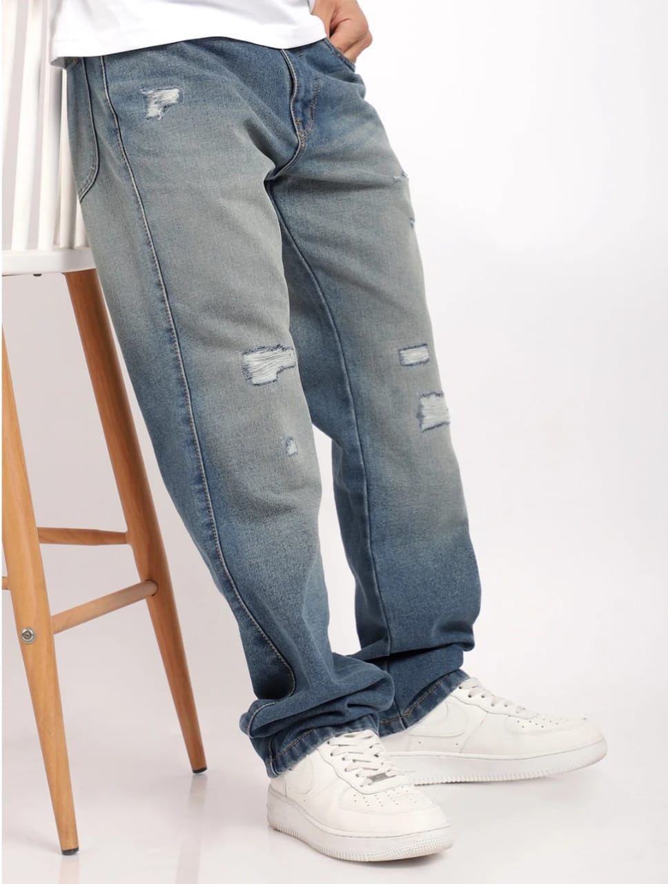 Korean Tint Blue Rough Denim Jeans