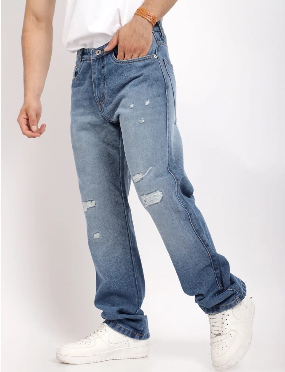 Korean Blue Rough Denim Jeans