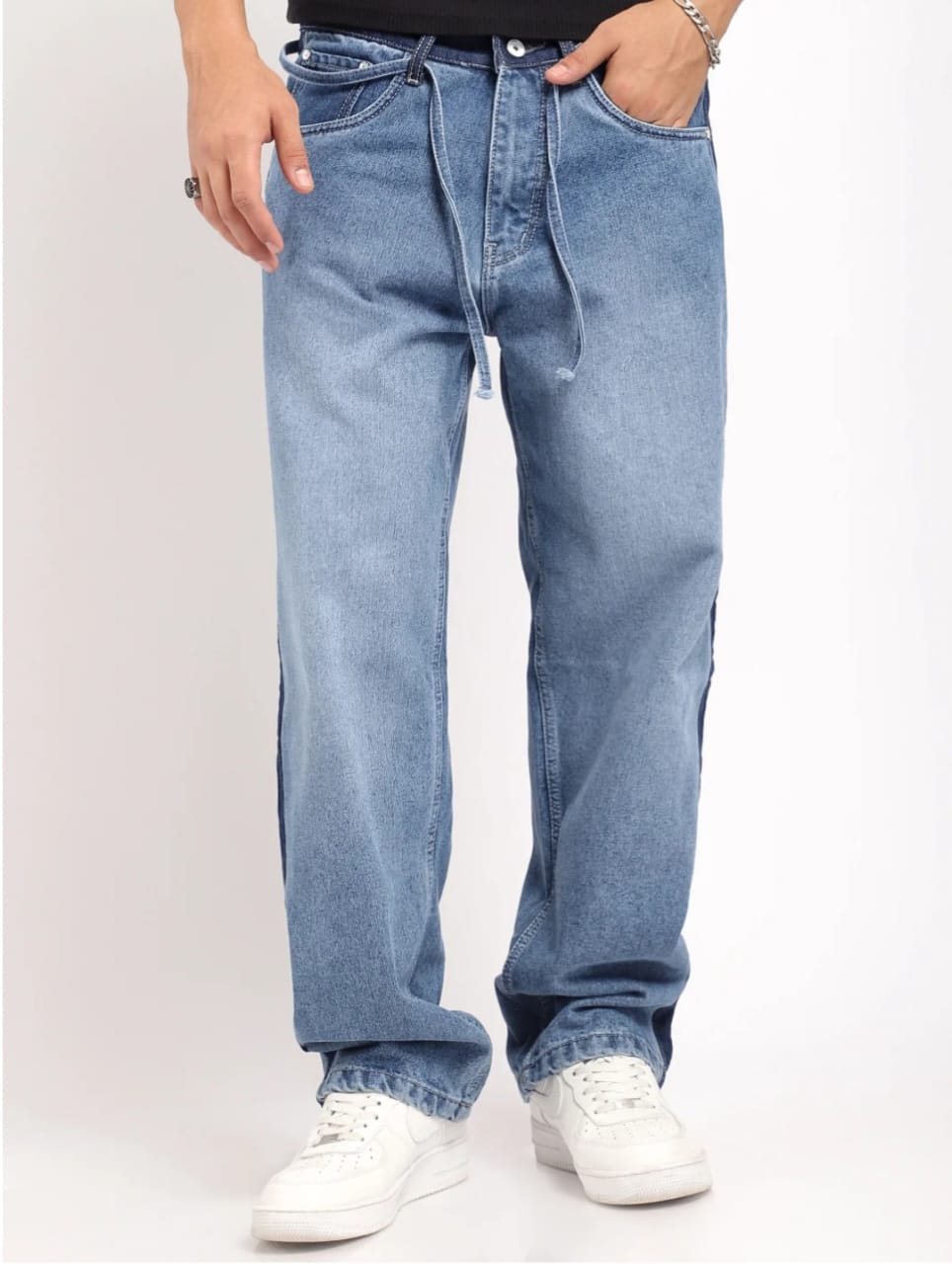 Raw Flax Blue Belt Denim Jeans