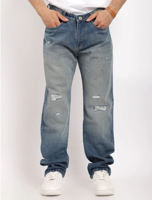 Korean Tint Blue Rough Denim Jeans