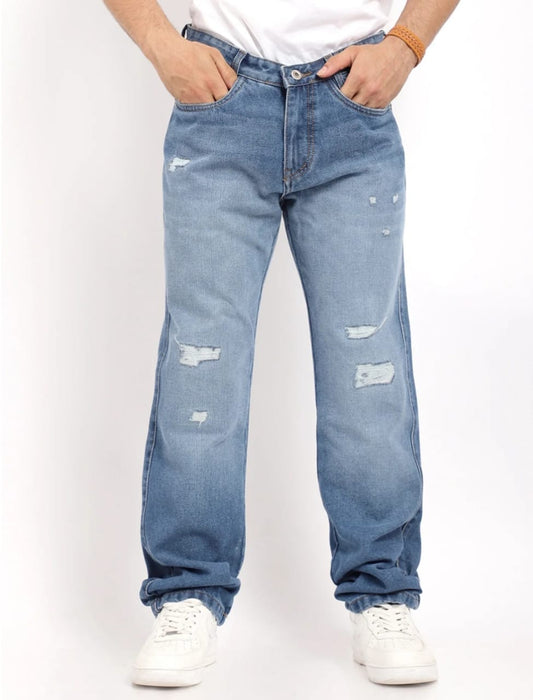 Korean Blue Rough Denim Jeans