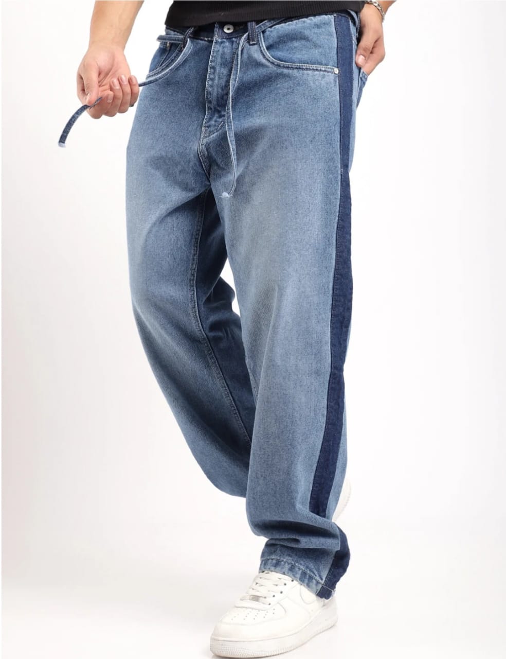 Raw Flax Blue Belt Denim Jeans