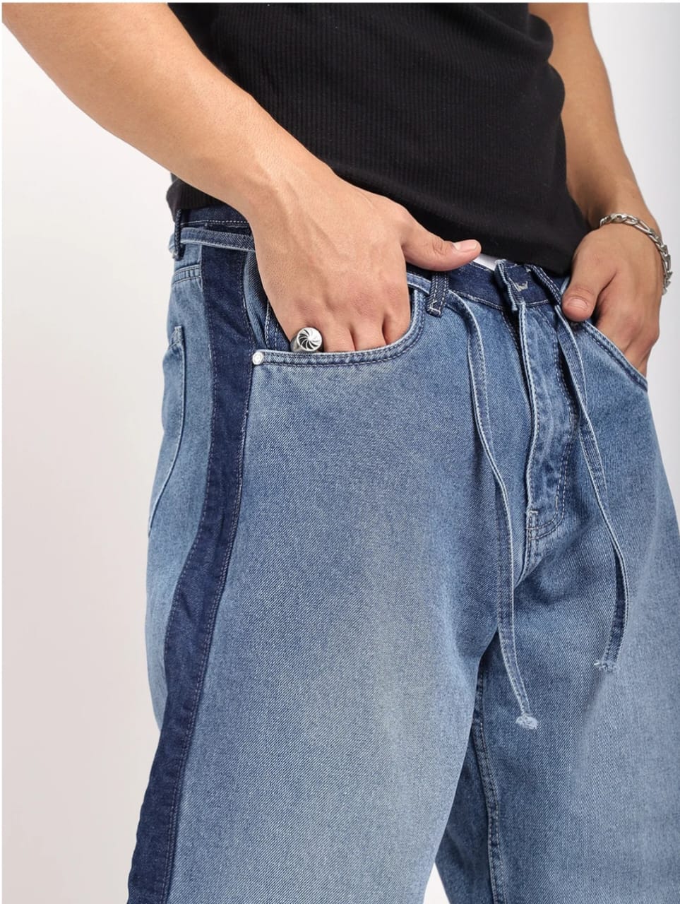 Raw Flax Blue Belt Denim Jeans
